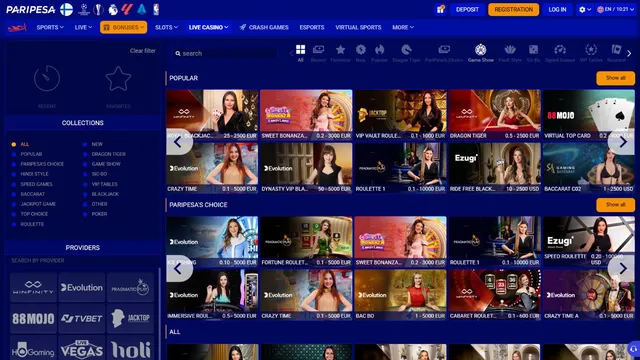 paripesa casino live games
