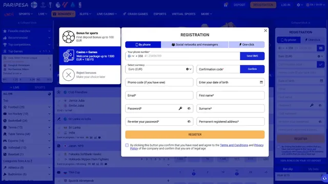 paripesa casino registration