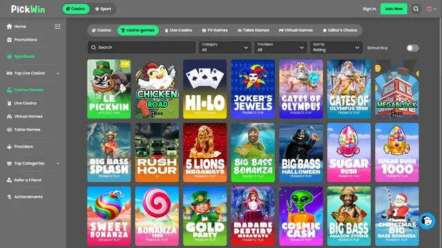 pickwin casino games