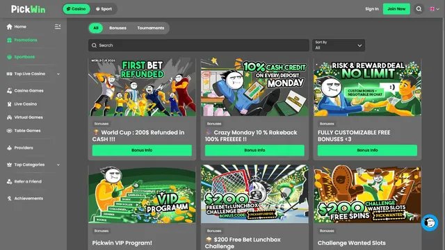 pickwin casino promotions