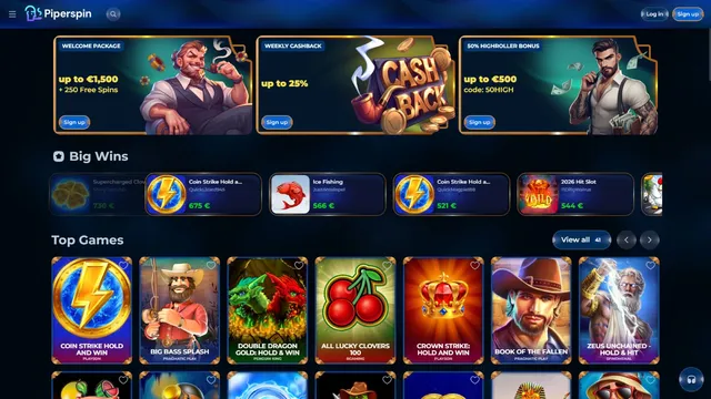 piperspin casino website screen