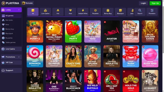 playfina casino games