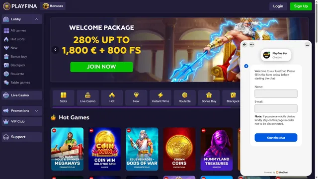 playfina casino support