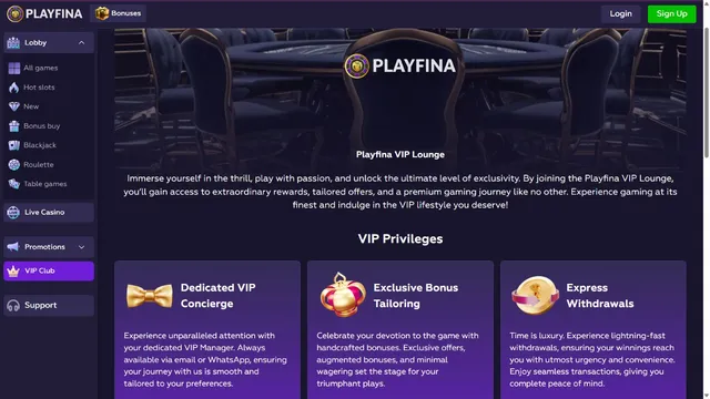 playfina casino vip club