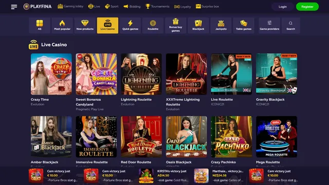 playfina v2 casino live games