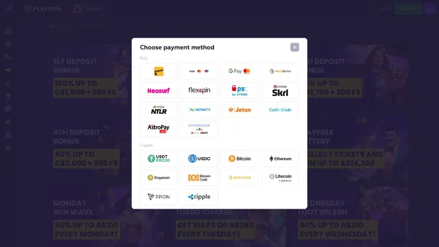 playfina v2 casino payments