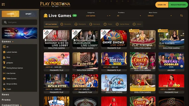 playfortuna casino live games