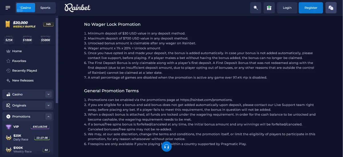 rainbet casino bonus terms icon