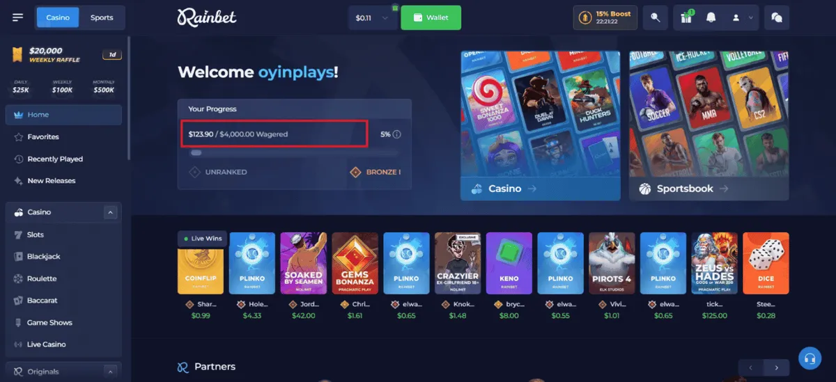 rainbet casino wager requirements icon