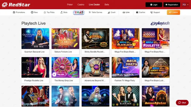 redstar casino live games