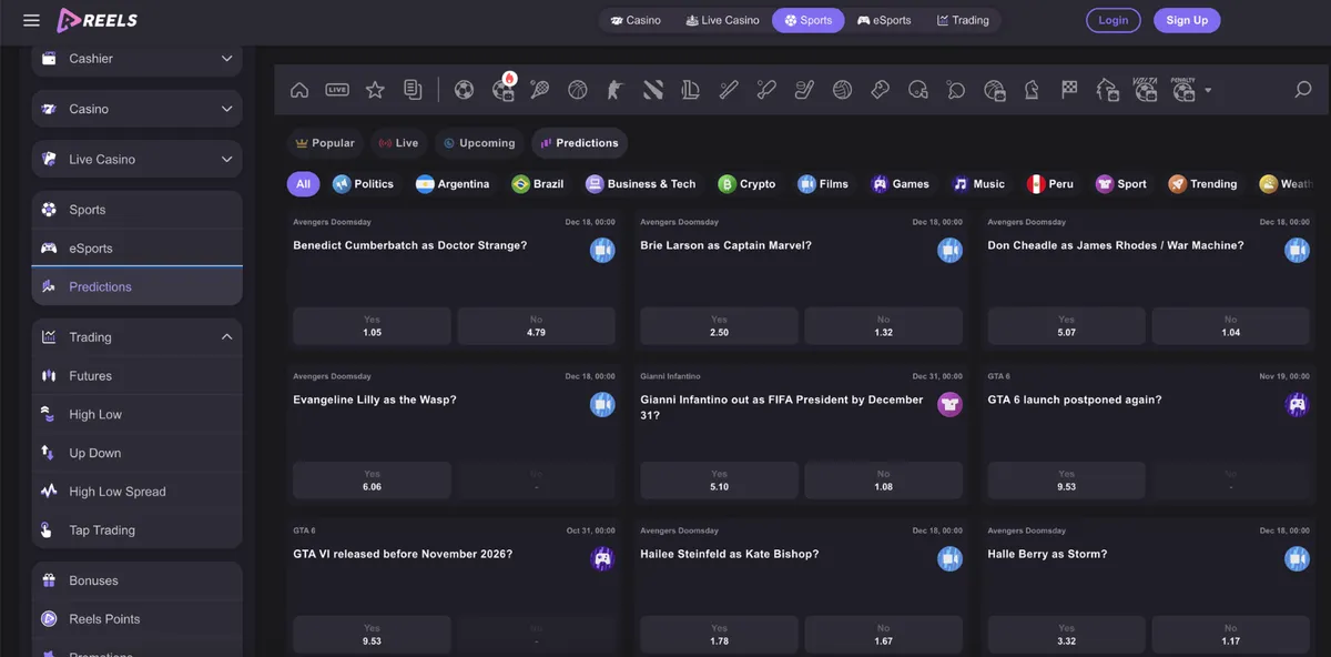 reels.io casino sports predictions icon