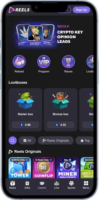reels.io casino phone games