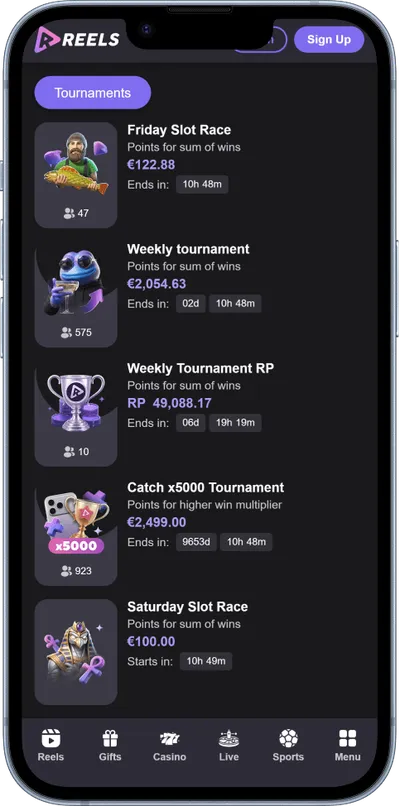 reels.io casino phone tournaments