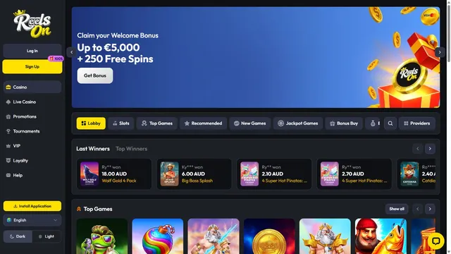 reelson casino website screen