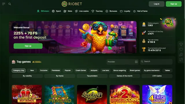riobet casino website screen