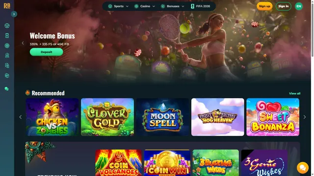rokubet casino website screen