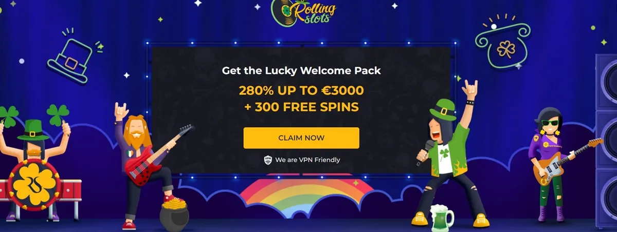 rolling slots casino welcome bonus