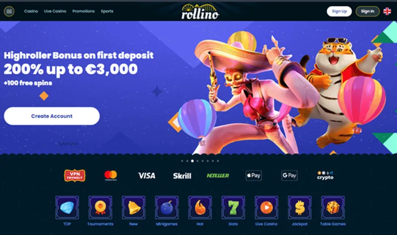 rollino casino web screen