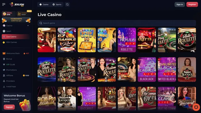 rollion casino live games