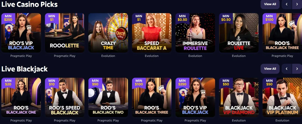 roobet casino live games