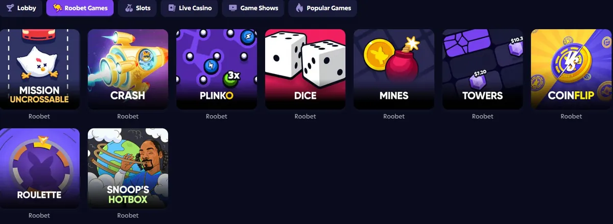 roobet casino orignals games