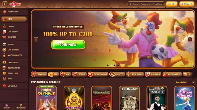 roostino casino website screen