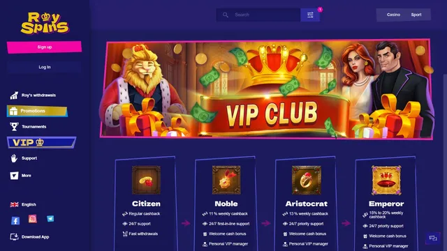 royspins casino vip club
