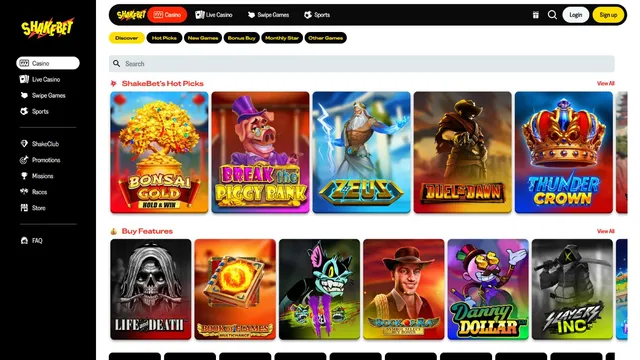 shakebet casino games