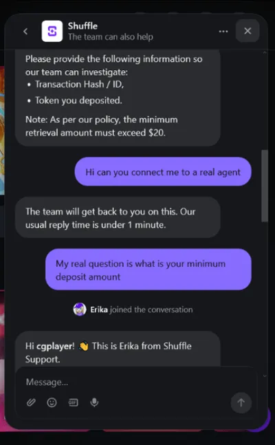 shuffle casino support 3 icon