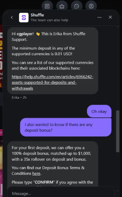 shuffle casino support 4 icon