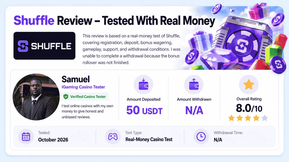 shuffle casino test details