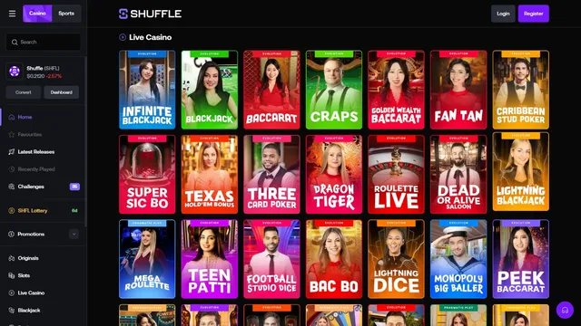shuffle v2 casino live games