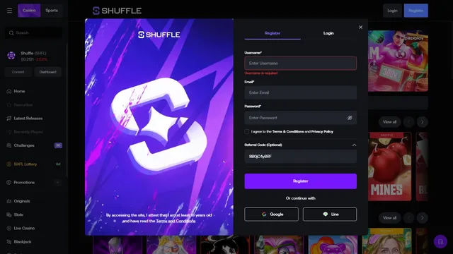 shuffle v2 casino registration