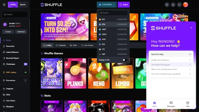 shuffle v2 casino support