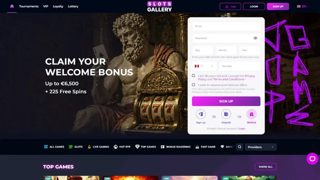 slots gallery casino website screen