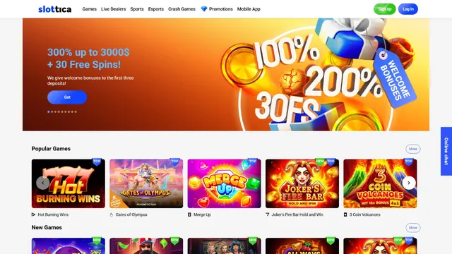 slottica casino website screen
