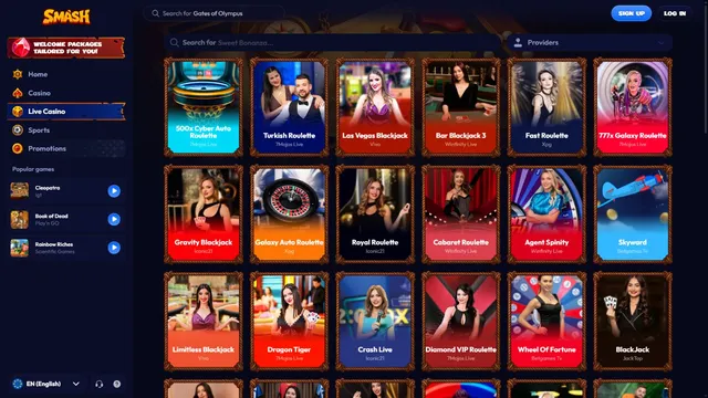 smash casino live games