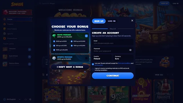 smash casino registration