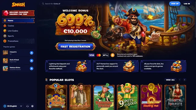 smash casino website screen