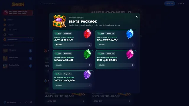 smash casino welcome bonus