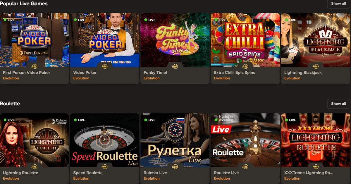 sol casino live games