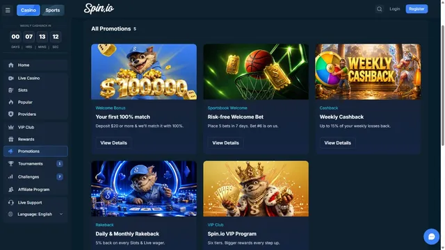spin.io casino promotions
