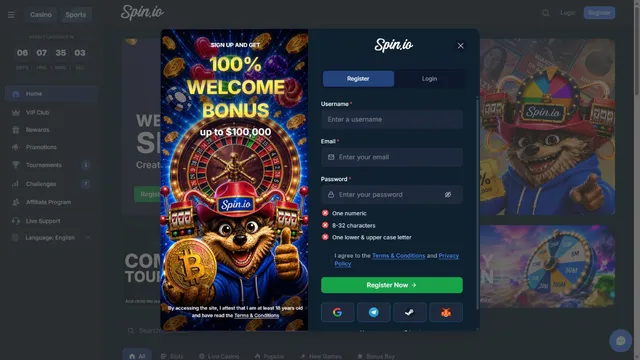 spin.io casino registration