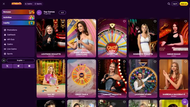 spinania casino live games