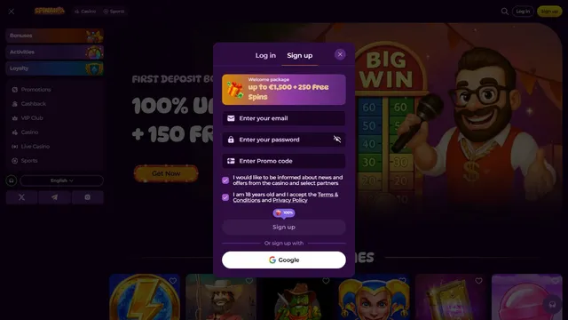 spinania casino registration