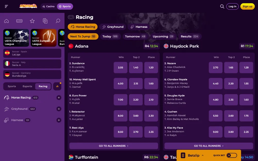 spinania casino sports racing icon