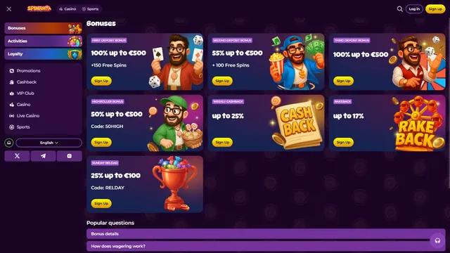 spinania casino welcome bonus