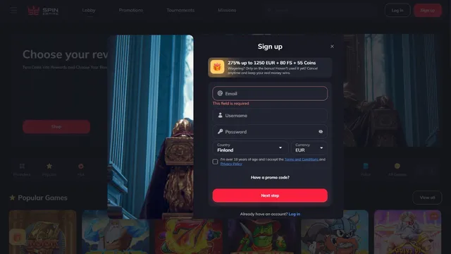 spinempire casino registration