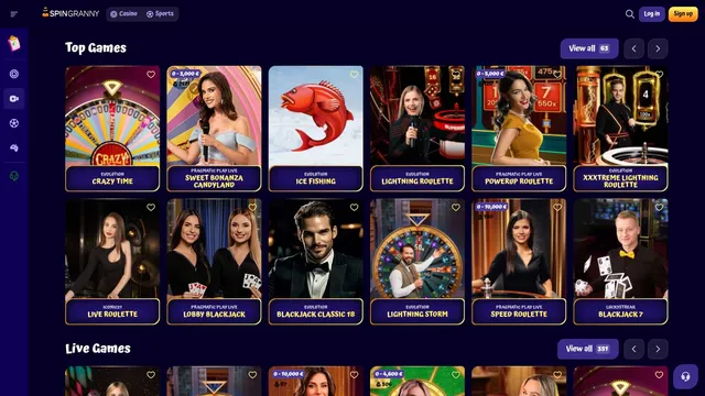 spingranny casino live games