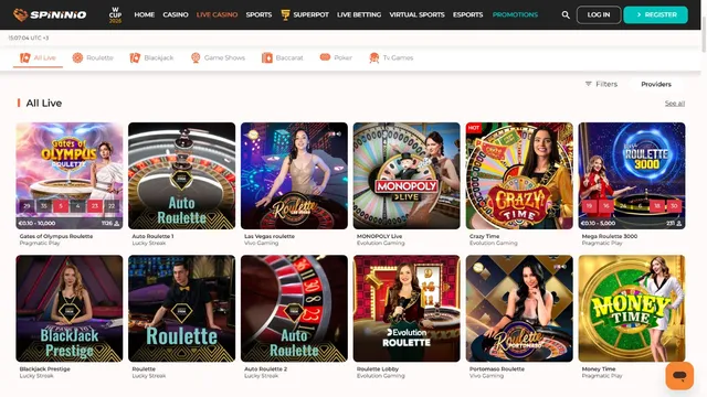 spininio casino live games